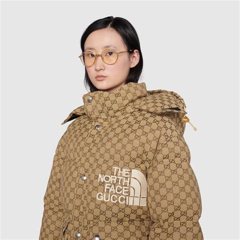 north face gucci brown hoodie|the north face x Gucci gg jacquard padded jacket.